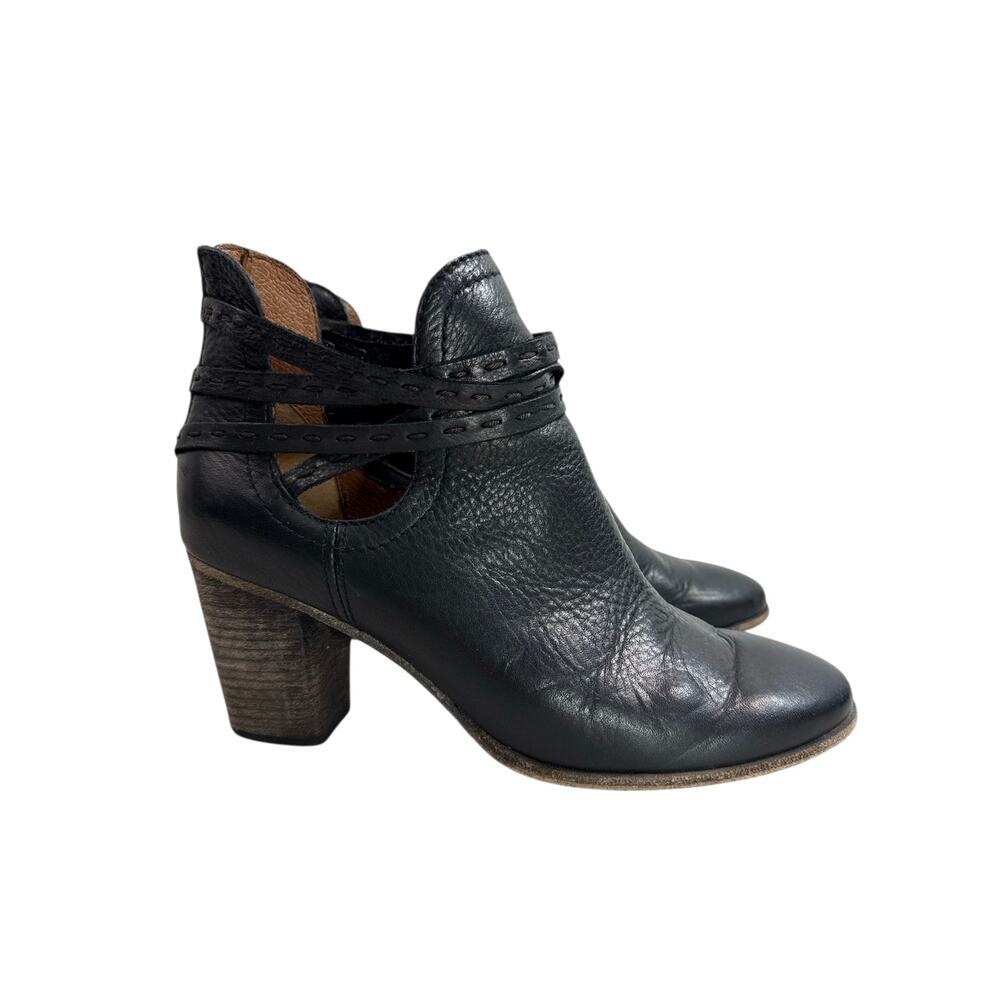 Frye Naomi Pickstitch Leather Strappy Ankle Booties Black Size 9B